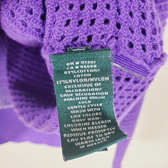 Lauren Ralph Lauren Purple Open Knit Casual Pullover Sweater Size Small - Picture 8 of 9